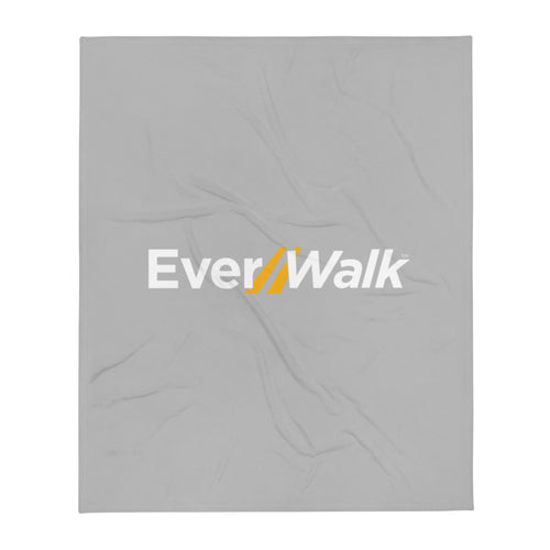 EverWalk Grey Fleece Blanket with Large White Logo
